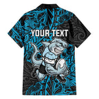 Personalised Cronulla-Sutherland Sharks Family Matching Short Sleeve Bodycon Dress and Hawaiian Shirt Polynesian Tribal Pattern With Rugby Shark Mascot Art