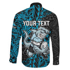 Personalised Cronulla-Sutherland Sharks Family Matching Tank Maxi Dress and Hawaiian Shirt Polynesian Tribal Pattern With Rugby Shark Mascot Art
