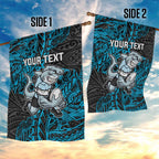Personalised Cronulla-Sutherland Sharks Garden Flag Polynesian Tribal Pattern With Rugby Shark Mascot Art