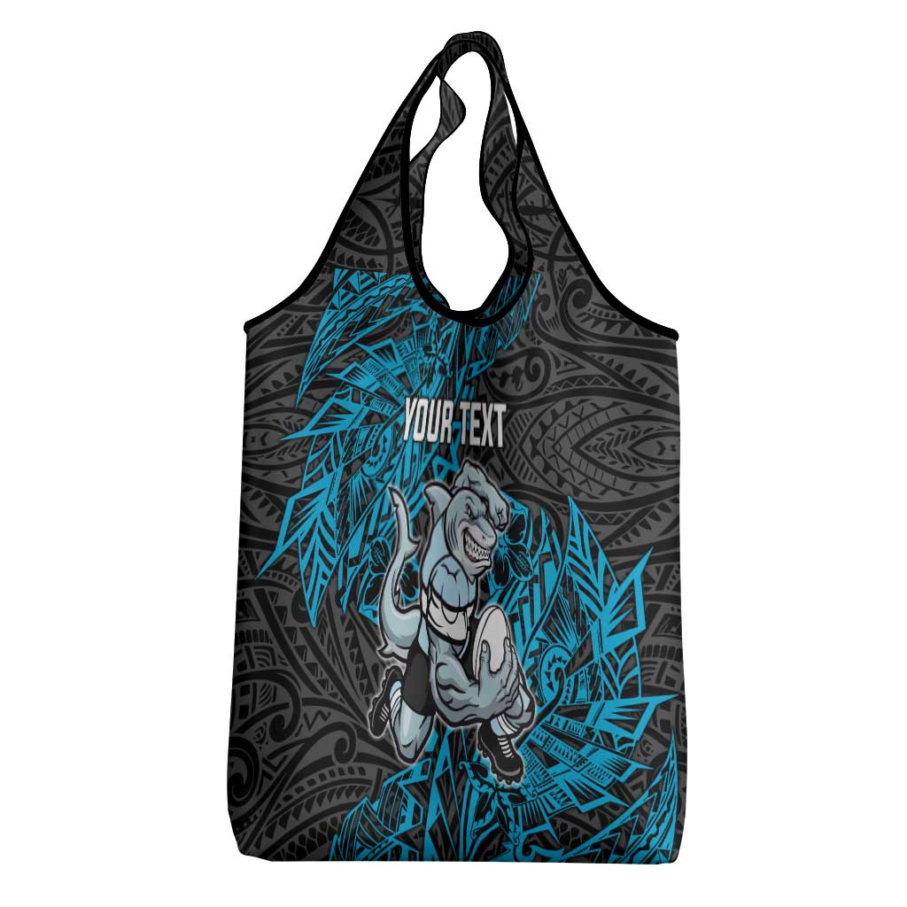 Personalised Cronulla-Sutherland Sharks Grocery Bag Polynesian Tribal Pattern With Rugby Shark Mascot Art