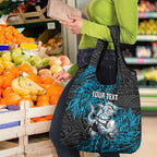 Personalised Cronulla-Sutherland Sharks Grocery Bag Polynesian Tribal Pattern With Rugby Shark Mascot Art