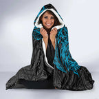 Personalised Cronulla-Sutherland Sharks Hooded Blanket Polynesian Tribal Pattern With Rugby Shark Mascot Art