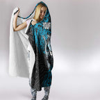 Personalised Cronulla-Sutherland Sharks Hooded Blanket Polynesian Tribal Pattern With Rugby Shark Mascot Art