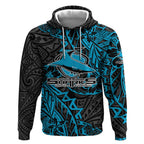 Personalised Cronulla-Sutherland Sharks Hoodie Polynesian Tribal Pattern With Rugby Shark Mascot Art