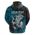 Personalised Cronulla-Sutherland Sharks Hoodie Polynesian Tribal Pattern With Rugby Shark Mascot Art