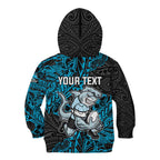 Personalised Cronulla-Sutherland Sharks Kid Hoodie Polynesian Tribal Pattern With Rugby Shark Mascot Art