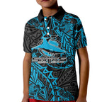 Personalised Cronulla-Sutherland Sharks Kid Polo Shirt Polynesian Tribal Pattern With Rugby Shark Mascot Art