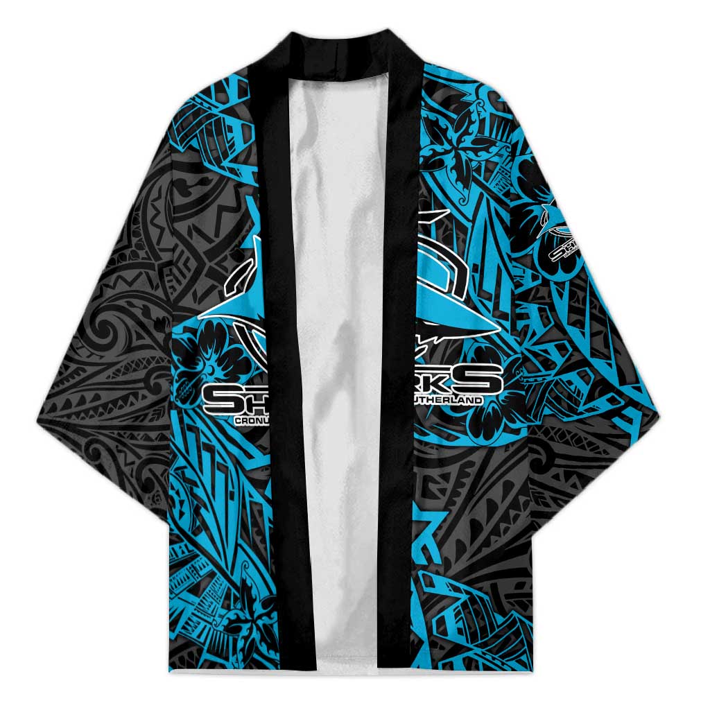 Personalised Cronulla-Sutherland Sharks Kimono Polynesian Tribal Pattern With Rugby Shark Mascot Art
