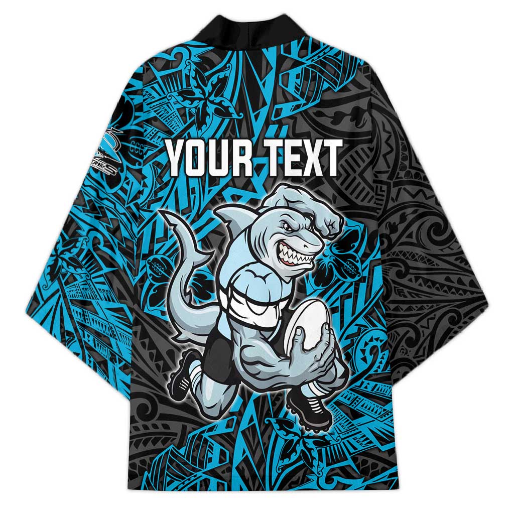 Personalised Cronulla-Sutherland Sharks Kimono Polynesian Tribal Pattern With Rugby Shark Mascot Art