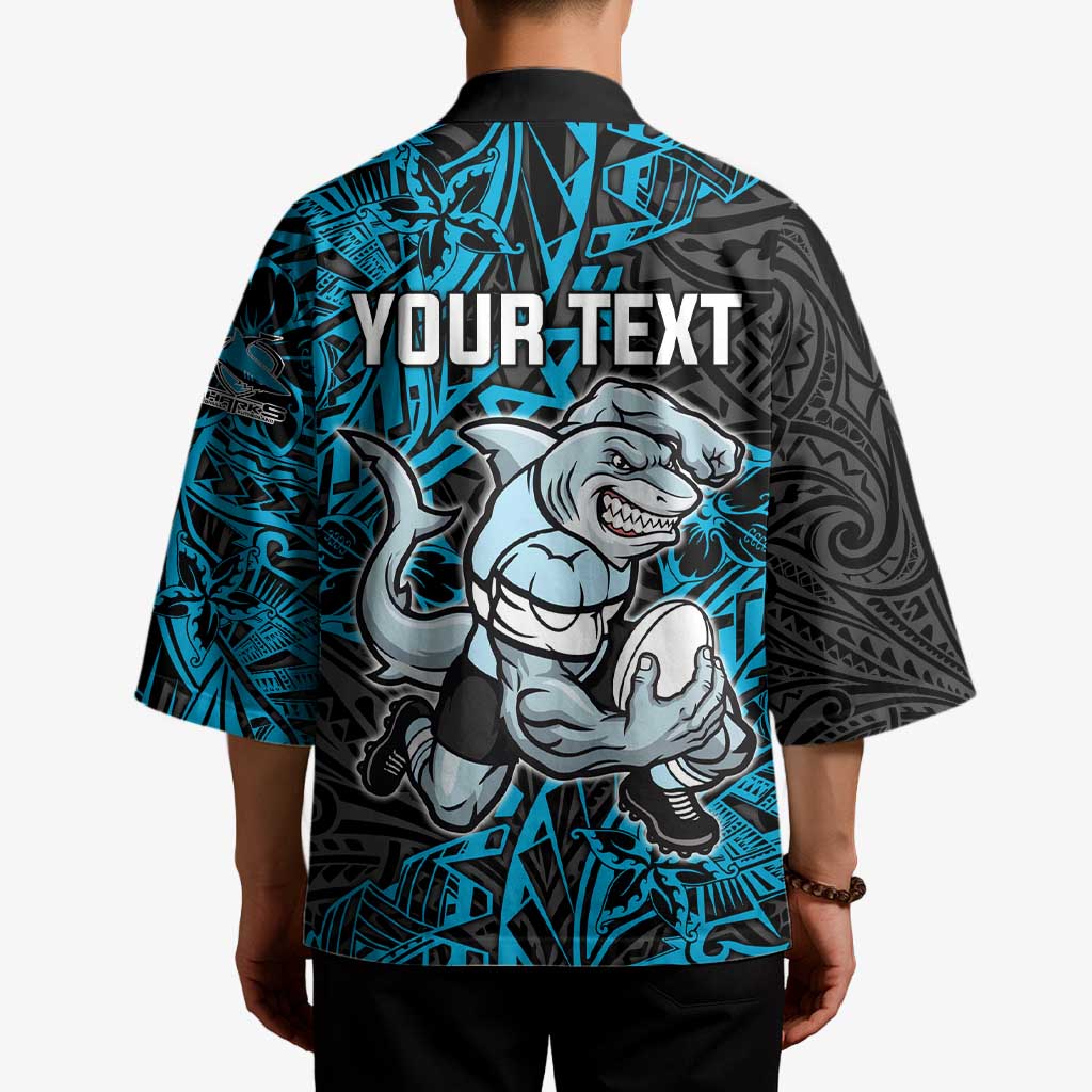 Personalised Cronulla-Sutherland Sharks Kimono Polynesian Tribal Pattern With Rugby Shark Mascot Art