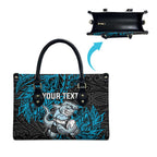 Personalised Cronulla-Sutherland Sharks Leather Bag Polynesian Tribal Pattern With Rugby Shark Mascot Art