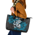 Personalised Cronulla-Sutherland Sharks Leather Tote Bag Polynesian Tribal Pattern With Rugby Shark Mascot Art
