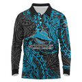 Personalised Cronulla-Sutherland Sharks Long Sleeve Polo Shirt Polynesian Tribal Pattern With Rugby Shark Mascot Art
