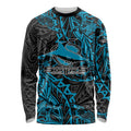 Personalised Cronulla-Sutherland Sharks Long Sleeve Shirt Polynesian Tribal Pattern With Rugby Shark Mascot Art