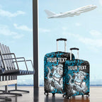 Personalised Cronulla-Sutherland Sharks Luggage Cover Polynesian Tribal Pattern With Rugby Shark Mascot Art