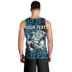 Personalised Cronulla-Sutherland Sharks Men Tank Top Polynesian Tribal Pattern With Rugby Shark Mascot Art