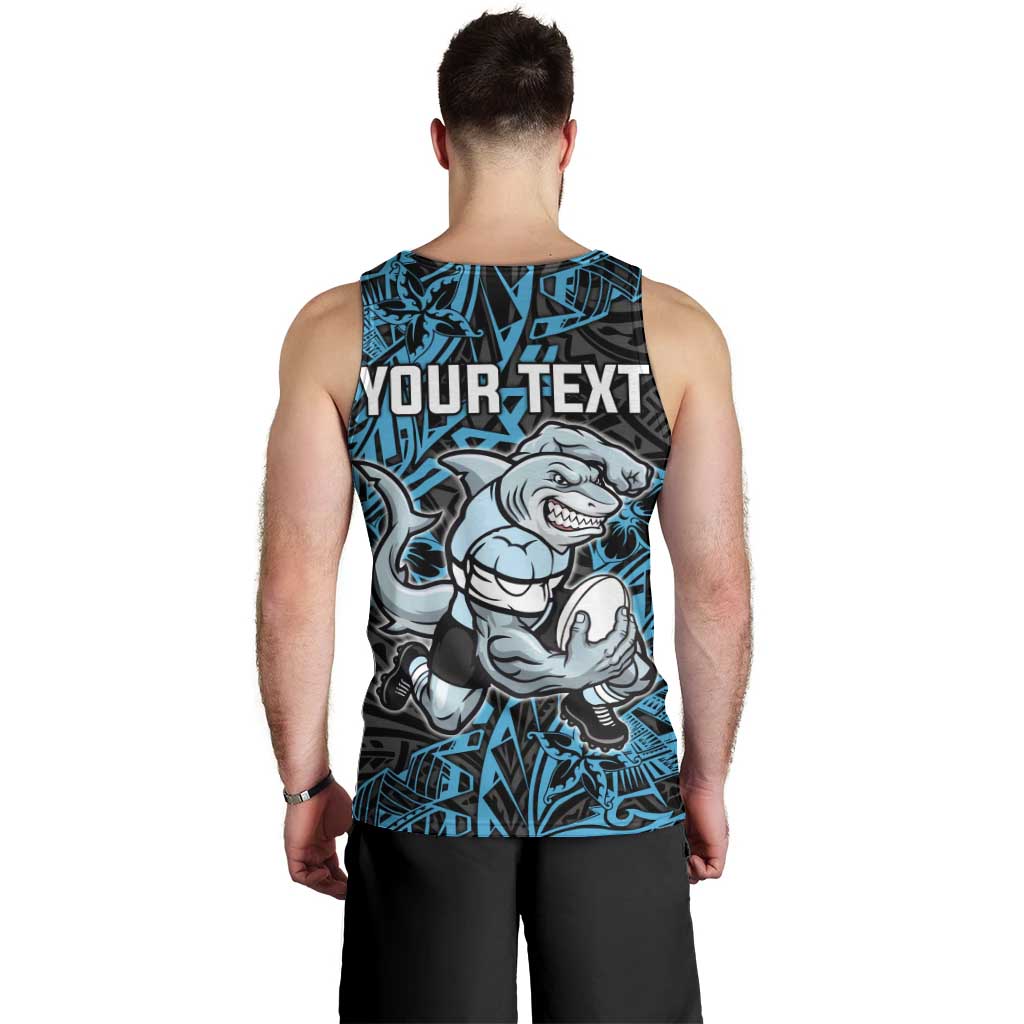 Personalised Cronulla-Sutherland Sharks Men Tank Top Polynesian Tribal Pattern With Rugby Shark Mascot Art