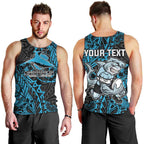 Personalised Cronulla-Sutherland Sharks Men Tank Top Polynesian Tribal Pattern With Rugby Shark Mascot Art