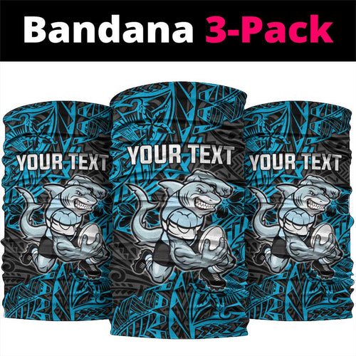 Personalised Cronulla-Sutherland Sharks Neck Gaiter Polynesian Tribal Pattern With Rugby Shark Mascot Art