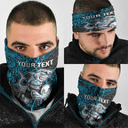 Personalised Cronulla-Sutherland Sharks Neck Gaiter Polynesian Tribal Pattern With Rugby Shark Mascot Art