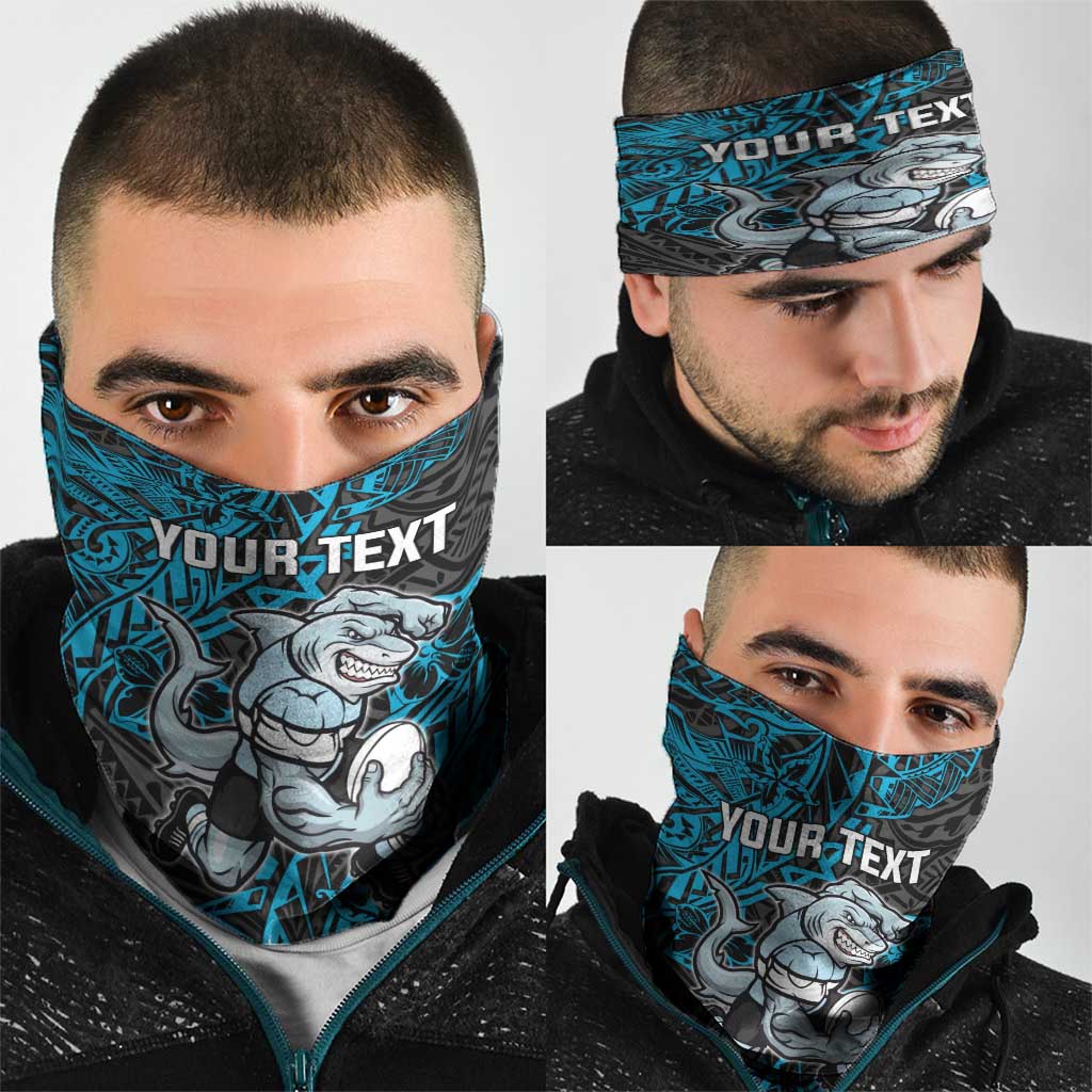 Personalised Cronulla-Sutherland Sharks Neck Gaiter Polynesian Tribal Pattern With Rugby Shark Mascot Art
