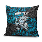 Personalised Cronulla-Sutherland Sharks Pillow Cover Polynesian Tribal Pattern With Rugby Shark Mascot Art