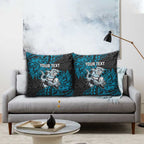 Personalised Cronulla-Sutherland Sharks Pillow Cover Polynesian Tribal Pattern With Rugby Shark Mascot Art