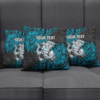 Personalised Cronulla-Sutherland Sharks Pillow Cover Polynesian Tribal Pattern With Rugby Shark Mascot Art