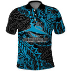Personalised Cronulla-Sutherland Sharks Polo Shirt Polynesian Tribal Pattern With Rugby Shark Mascot Art