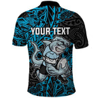 Personalised Cronulla-Sutherland Sharks Polo Shirt Polynesian Tribal Pattern With Rugby Shark Mascot Art