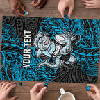 Personalised Cronulla-Sutherland Sharks Puzzle Polynesian Tribal Pattern With Rugby Shark Mascot Art