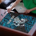 Personalised Cronulla-Sutherland Sharks Puzzle Polynesian Tribal Pattern With Rugby Shark Mascot Art