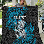 Personalised Cronulla-Sutherland Sharks Quilt Polynesian Tribal Pattern With Rugby Shark Mascot Art
