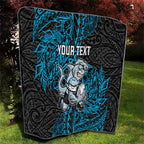 Personalised Cronulla-Sutherland Sharks Quilt Polynesian Tribal Pattern With Rugby Shark Mascot Art