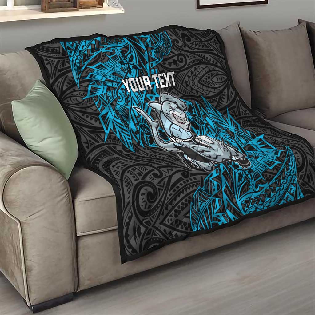 Personalised Cronulla-Sutherland Sharks Quilt Polynesian Tribal Pattern With Rugby Shark Mascot Art