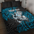 Personalised Cronulla-Sutherland Sharks Quilt Bed Set Polynesian Tribal Pattern With Rugby Shark Mascot Art