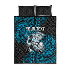 Personalised Cronulla-Sutherland Sharks Quilt Bed Set Polynesian Tribal Pattern With Rugby Shark Mascot Art