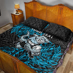 Personalised Cronulla-Sutherland Sharks Quilt Bed Set Polynesian Tribal Pattern With Rugby Shark Mascot Art