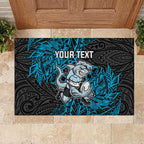 Personalised Cronulla-Sutherland Sharks Rubber Doormat Polynesian Tribal Pattern With Rugby Shark Mascot Art