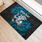 Personalised Cronulla-Sutherland Sharks Rubber Doormat Polynesian Tribal Pattern With Rugby Shark Mascot Art