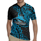 Personalised Cronulla-Sutherland Sharks Rugby Jersey Polynesian Tribal Pattern With Rugby Shark Mascot Art