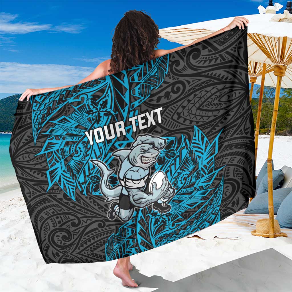 Personalised Cronulla-Sutherland Sharks Sarong Polynesian Tribal Pattern With Rugby Shark Mascot Art