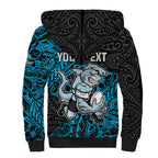 Personalised Cronulla-Sutherland Sharks Sherpa Hoodie Polynesian Tribal Pattern With Rugby Shark Mascot Art