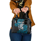 Personalised Cronulla-Sutherland Sharks Shoulder Handbag Polynesian Tribal Pattern With Rugby Shark Mascot Art