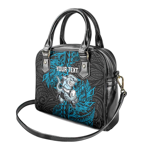 Personalised Cronulla-Sutherland Sharks Shoulder Handbag Polynesian Tribal Pattern With Rugby Shark Mascot Art