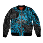 Personalised Cronulla-Sutherland Sharks Sleeve Zip Bomber Jacket Polynesian Tribal Pattern With Rugby Shark Mascot Art