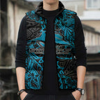 Personalised Cronulla-Sutherland Sharks Sleeveless Puffer Jacket Polynesian Tribal Pattern With Rugby Shark Mascot Art