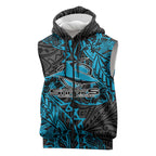 Personalised Cronulla-Sutherland Sharks Sleeveless Zip Hoodie Polynesian Tribal Pattern With Rugby Shark Mascot Art