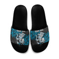 Personalised Cronulla-Sutherland Sharks Slide Sandals Polynesian Tribal Pattern With Rugby Shark Mascot Art