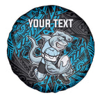 Personalised Cronulla-Sutherland Sharks Spare Tire Cover Polynesian Tribal Pattern With Rugby Shark Mascot Art
